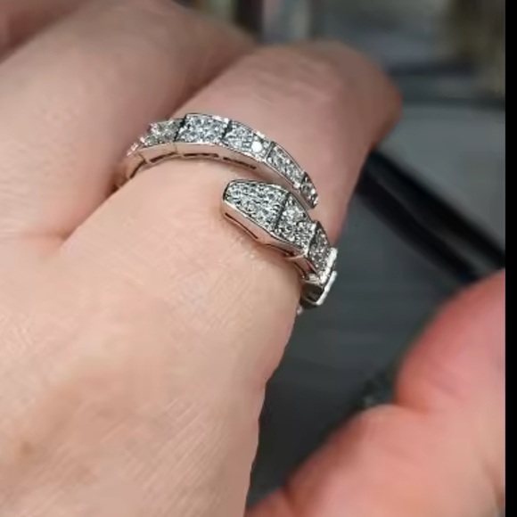 Adjustable Serpenti lux silver zircon ring - Picture 1 of 9